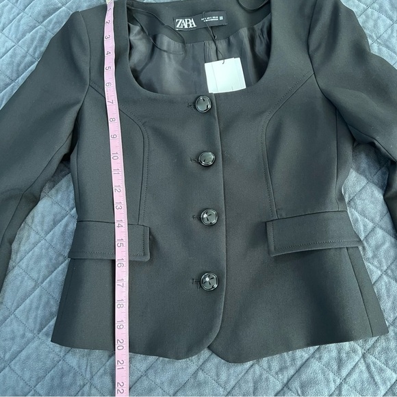 Zara Blazer Top Women Small Jacket Black Fitted Button Up Preppy Career C3 - Picture 6 of 9
